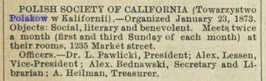 1883 Polish Society of California